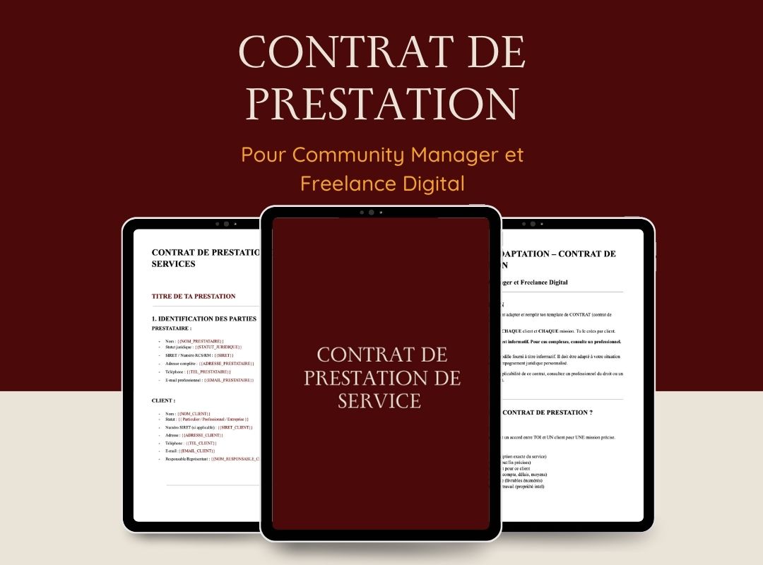 Template de Contrat de Prestation – Community Manager & Freelance Digital