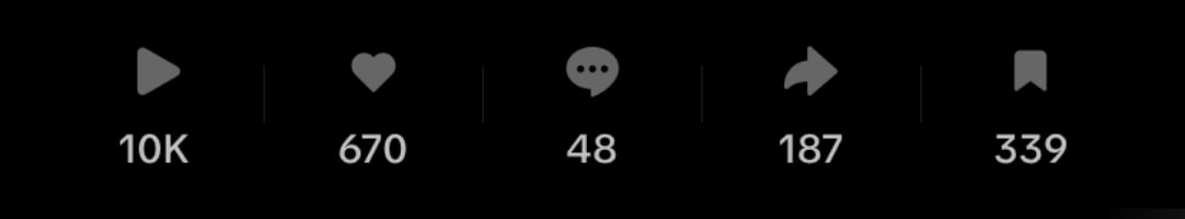 Interactions vidéo : 10K vues, 670 j'aime, 48 commentaires, 187 partages, 339 enregistrements